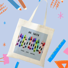 Teach-Liebe-Inspiriert-Crayons-blaues Motiv Lehrer Tragetasche