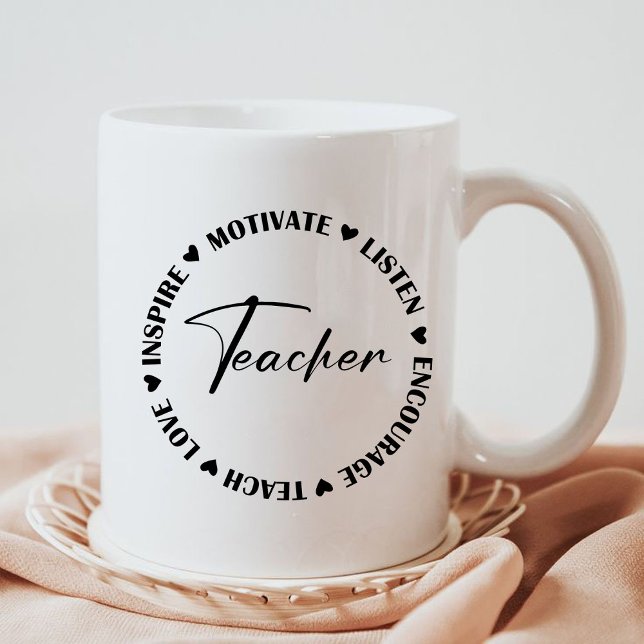 Teach Liebe Inspiriert Hören Ermutigen Sie Lehrerg Kaffeetasse (Teach love inspire motivate listen encourage teacher mugs,teach mugs, teacher crewneck, teacher mugs)