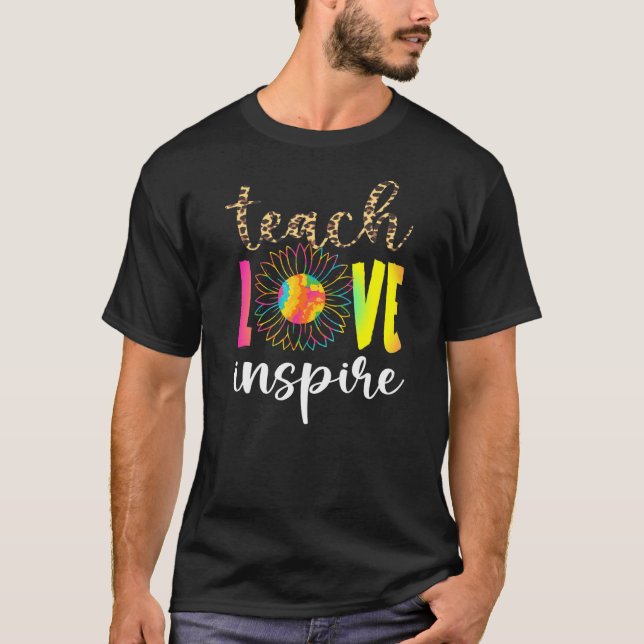 Teach Liebe Inspiriert Leopard Gefärbte Krawatte S T-Shirt (Vorderseite)