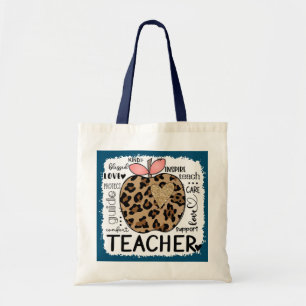 Teach Liebe Inspiriert Leopard Print Apple Teacher Tragetasche