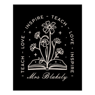 Teach Liebe inspirierte Hexenlehrer personalisiert Poster