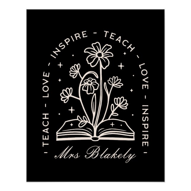 Teach Liebe inspirierte Hexenlehrer personalisiert Poster (Vorderseite)