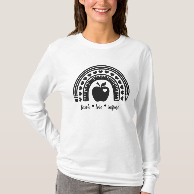 Teach Liebe Inspirierte Lehrer Rainbow Apple T-Shirt (Vorderseite)