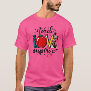 Teach-Liebe Inspirierte Stift-Apfelleopard zurück  T-Shirt