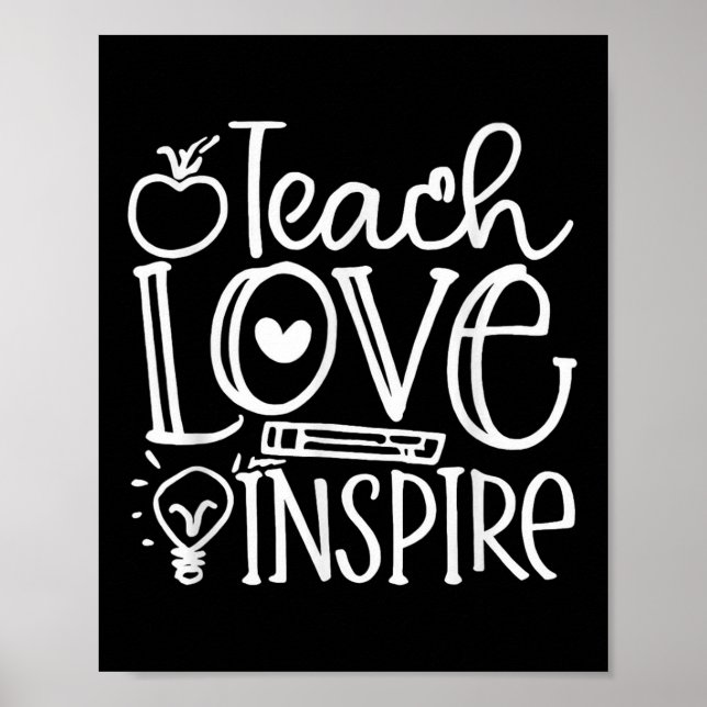 Teach Love Inse Retro Teacher Kids Back To School  Poster (Vorne)