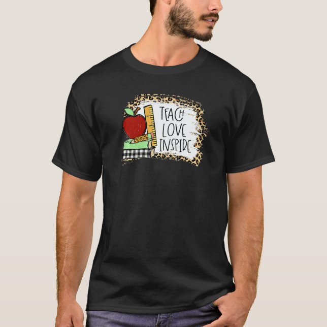 Teach Love Inspire Leopard Cheetah Print 100 Days T-Shirt (Vorderseite)
