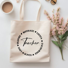 Teach Love Inspire Listen Encourage teacher gift   Tragetasche