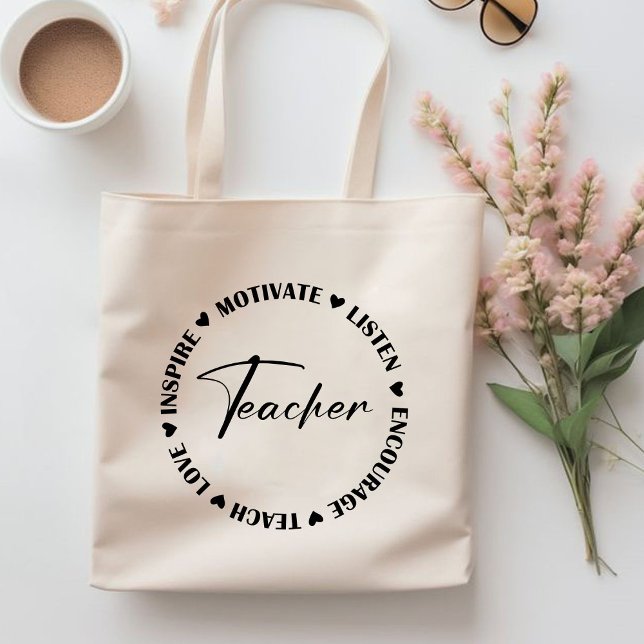 Teach Love Inspire Listen Encourage teacher gift   Tragetasche (Teach love inspire motivate listen encourage teacher tote bagt,teach tote bag, teacher crewneck,)