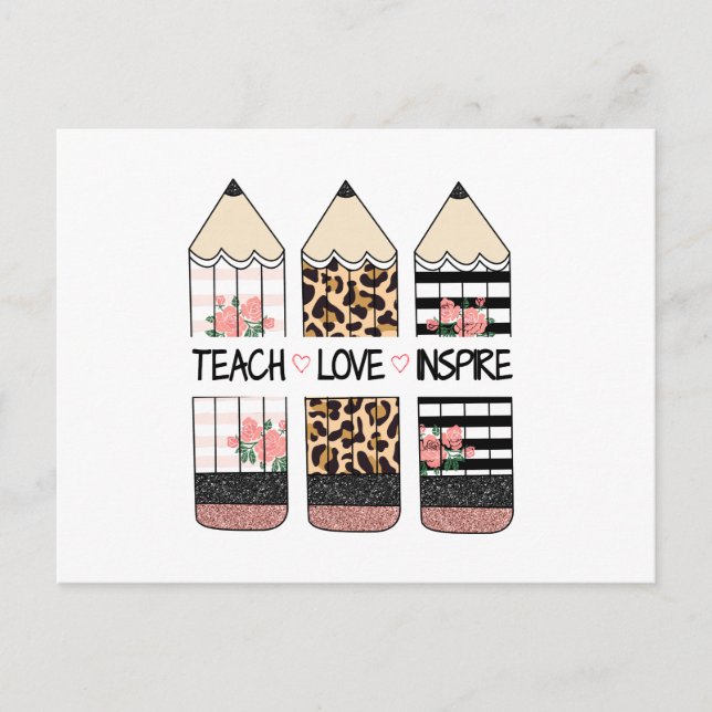 Teach Love Inspire Quote  Postkarte (Vorderseite)
