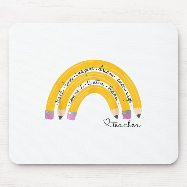 Teach Love Inspire Rainbow Pencil Teacher Ck To Sc Mousepad (Vorne)