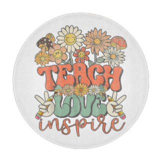 teach love inspire retro back to school schneidebrett