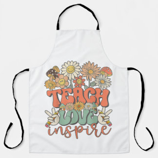 teach love inspire retro back to school schürze