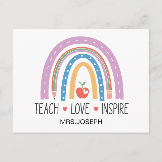 Teach Love Inspire Teacher  Postkarte (Vorderseite)