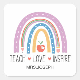 Teach Love Inspire Teacher  Quadratischer Aufkleber