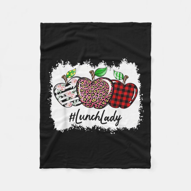 Teach Love Insre Lunch Lady Leopard Red Plain  Fleecedecke (Vorderseite)