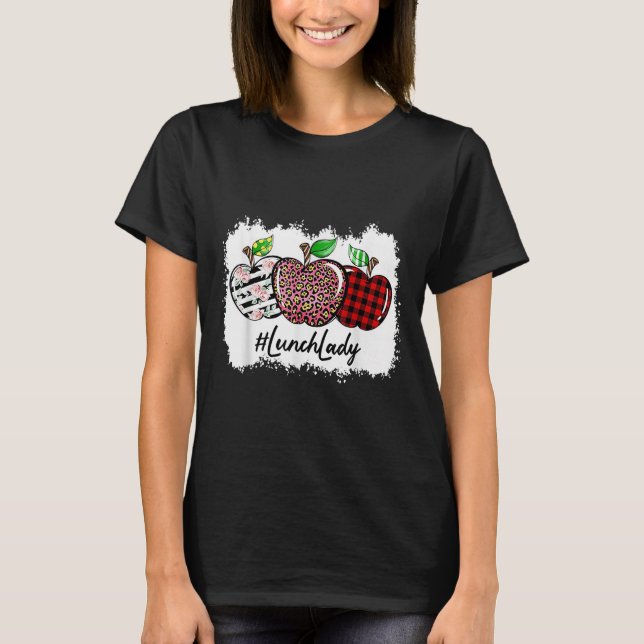 Teach Love Insre Lunch Lady Leopard Red Plain  T-Shirt (Vorderseite)