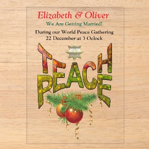 Teach Peace Christmas Ansammlung Acryleinladungen