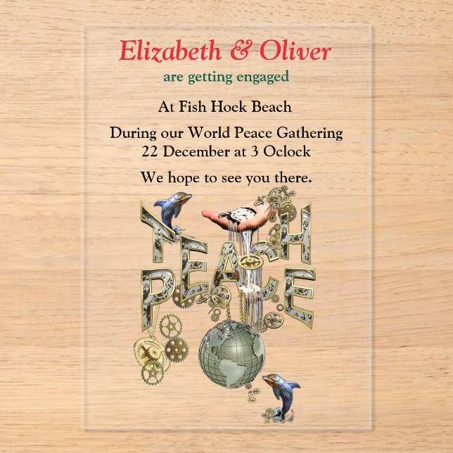 Teach Peace Christmas Ansammlung Acryleinladungen (Vorderseite)