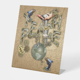 Teach Peace Christmas Ansammlung Geschenke Sockelschild