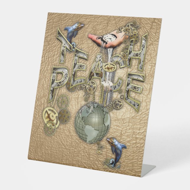 Teach Peace Christmas Ansammlung Geschenke Sockelschild (Vorderseite)