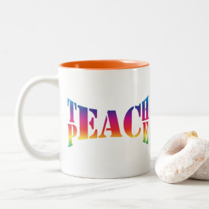 Teach Peace Rainbow Two-Tone-Kaffee-Tasse Zweifarbige Tasse