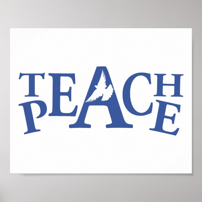 Teach Peace Single White Taube Slogan Art Poster (Vorne)