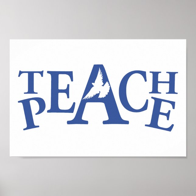 Teach Peace Single White Taube Slogan Art Poster (Vorne)