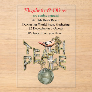 Teach Peace Steampunk Ansammlung Acryleinladungen