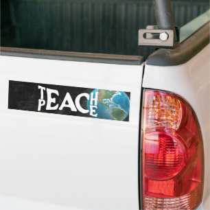 "Teach Peace" Text Planet Erde Autoaufkleber