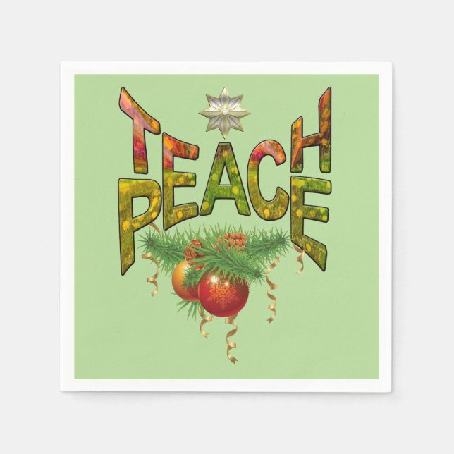 Teach-Peace Weihnachtsfest-Party Serviette (Vorderseite)