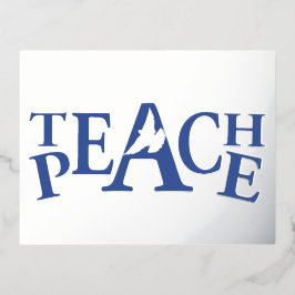 Teach Peace White Taube Zitat Silberfolie Postkart Folien Feiertagspostkarte