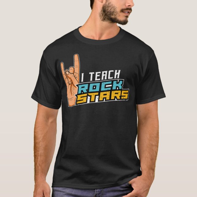 Teach Rock Stars Rock'n'Roll Musik Teacher radio p T-Shirt (Vorderseite)