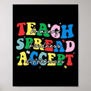 Teach Spread Accept Autismus Akzeptanzerklärungen  Poster