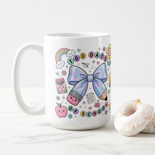 Teacher 100 Days of School Coffee Mug Kaffeetasse (Mit Donut)