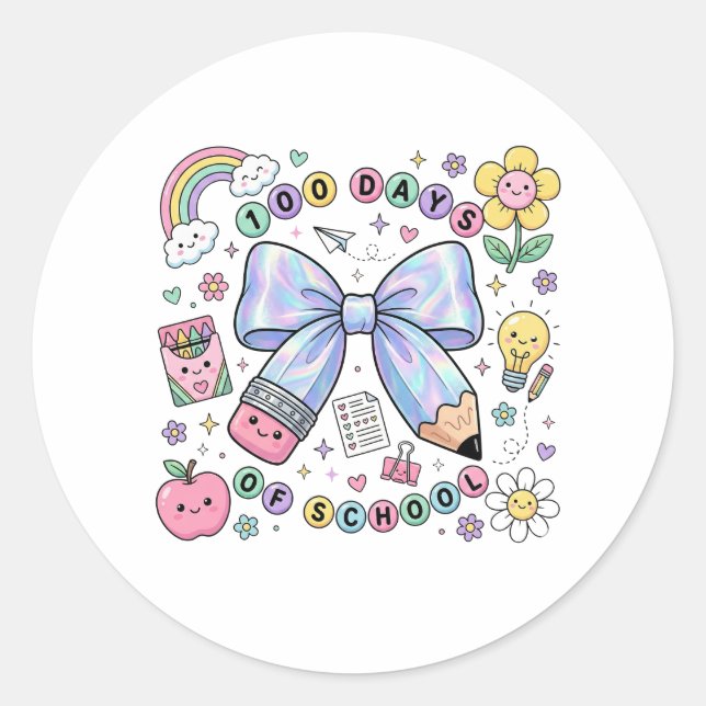Teacher 100 Days of School Round Stickers (Vorderseite)