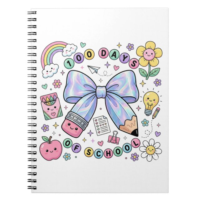 Teacher 100 Days of School Spiral Photo Notebook Notizblock (Vorderseite)