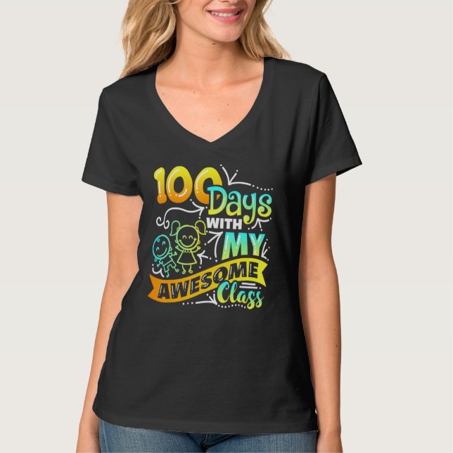 Teacher 100th Day of School With Awesome Class_2 T-Shirt (Vorderseite)