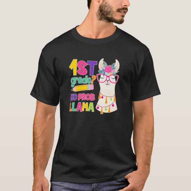 Teacher 1st Grade No Prob Llama Llama T-Shirt (Vorderseite)
