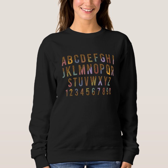 Teacher Alphabets Half Leopard Colorful Sweatshirt (Vorderseite)