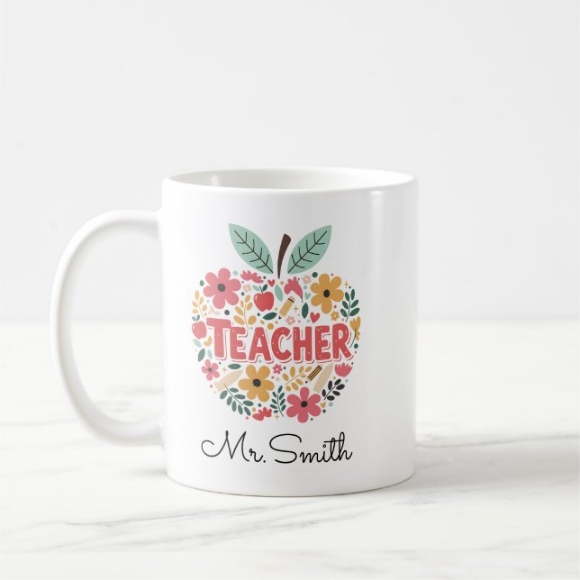 Teacher Apple Mug – Classic Red Apple Kaffeetasse (Links)