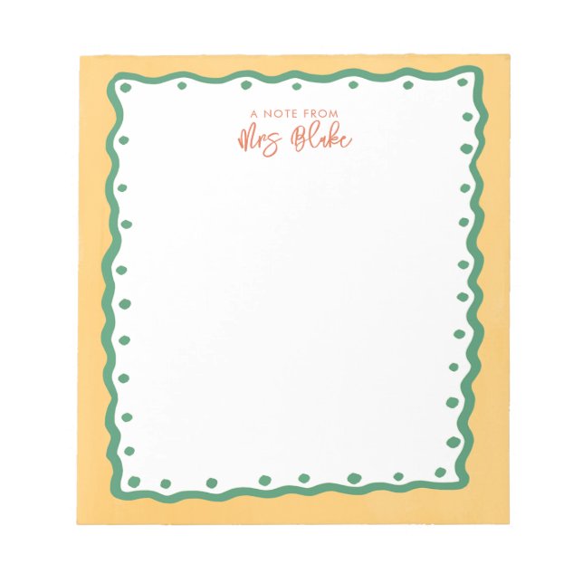 Teacher Appreciation Bold Color Border Notizblock (Vorderseite)