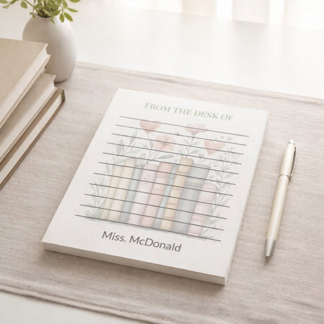 Teacher Appreciation Gift Floral Stacked Books  Notizblock (Von Creator hochgeladen)