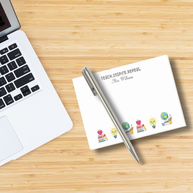 Teacher Appreciation Teach Inspire Repeat School  Post-it Klebezettel (Von Creator hochgeladen)