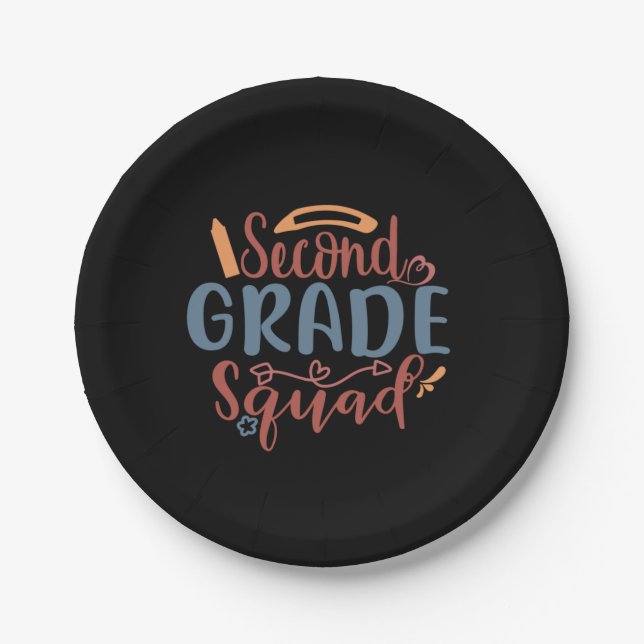 Teacher Art Second Grade Squad Pappteller (Vorderseite)