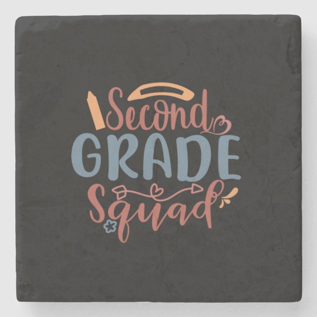 Teacher Art Second Grade Squad Steinuntersetzer (Vorderseite)