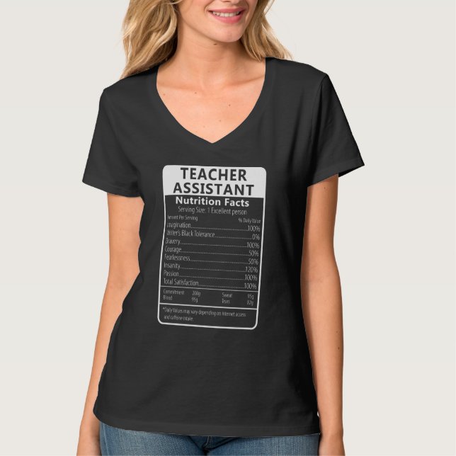 Teacher Assistant Nutrition Facts Sarcastic T-Shirt (Vorderseite)