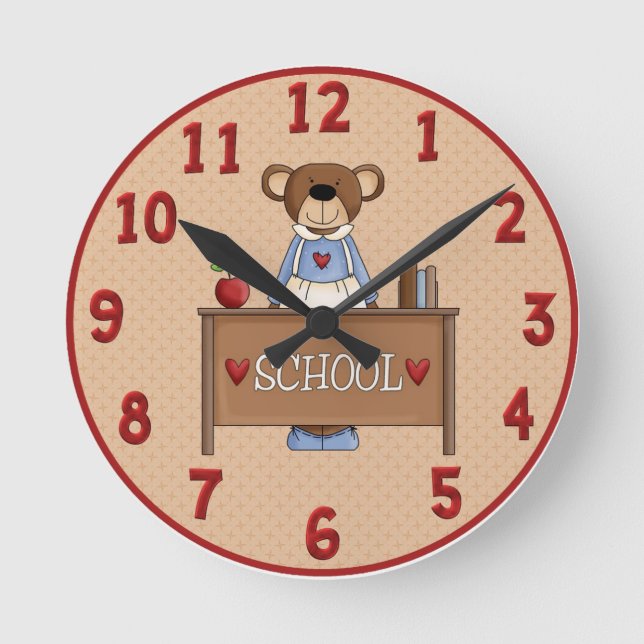Teacher Bear Wall Clock Runde Wanduhr (Vorderseite)