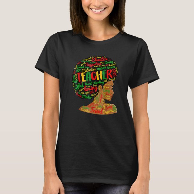 Teacher Black History Queen Melanin Afro African P T-Shirt (Vorderseite)