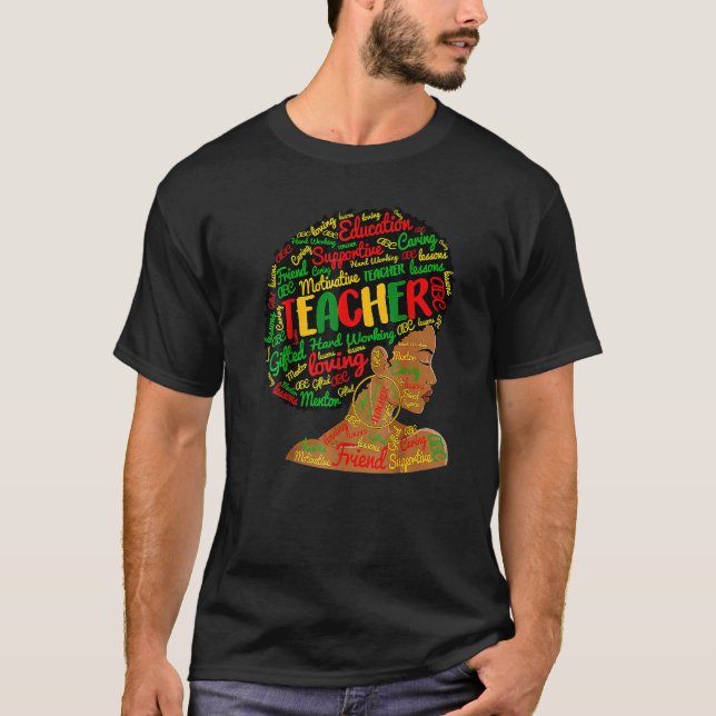 Teacher Black History Queen Melanin Afro African P T-Shirt (Vorderseite)
