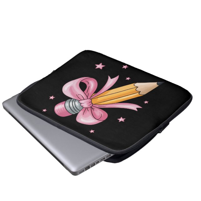 Teacher Bow Pencil Teaching Life Appreciation Gift Laptopschutzhülle (Vorne Knopf)